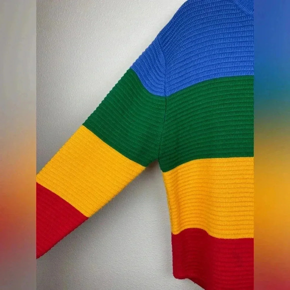 UNIF Women's Small Crayola Sweater Stripe Primary Color Block Mock Neck Emma Cha - Picture 7 of 16